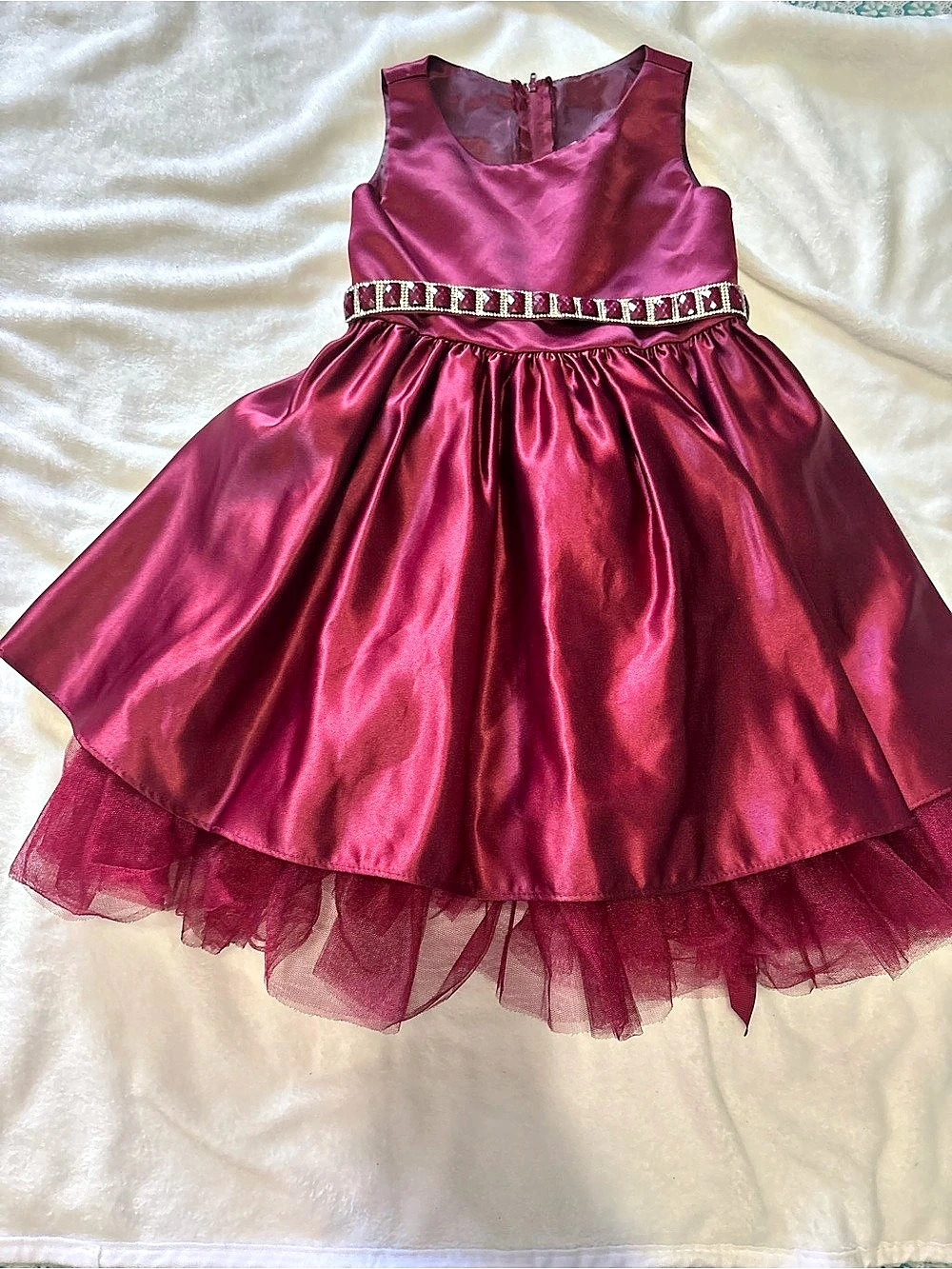 Good Girl USA Girls Formal Satin Tulle Dress burgundy Size 4